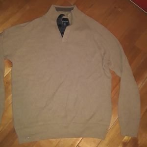 MENS British Khaki Quarter Button Sweater